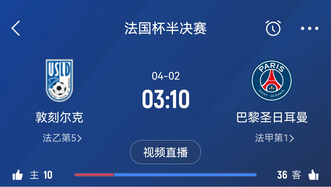 繼續(xù)大撤退？法國杯半決賽敦刻爾克挑戰(zhàn)巴黎，此前連續(xù)逆轉(zhuǎn)法甲隊